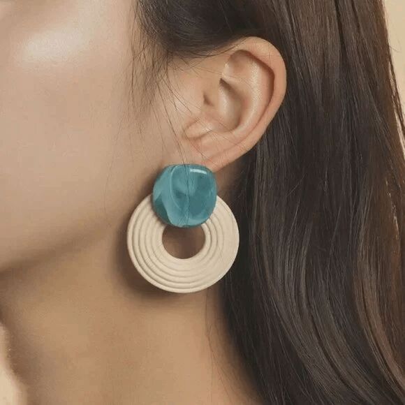 2/$21 Bohemian Wooden Round Ladies Earrings - Picture 3 of 7